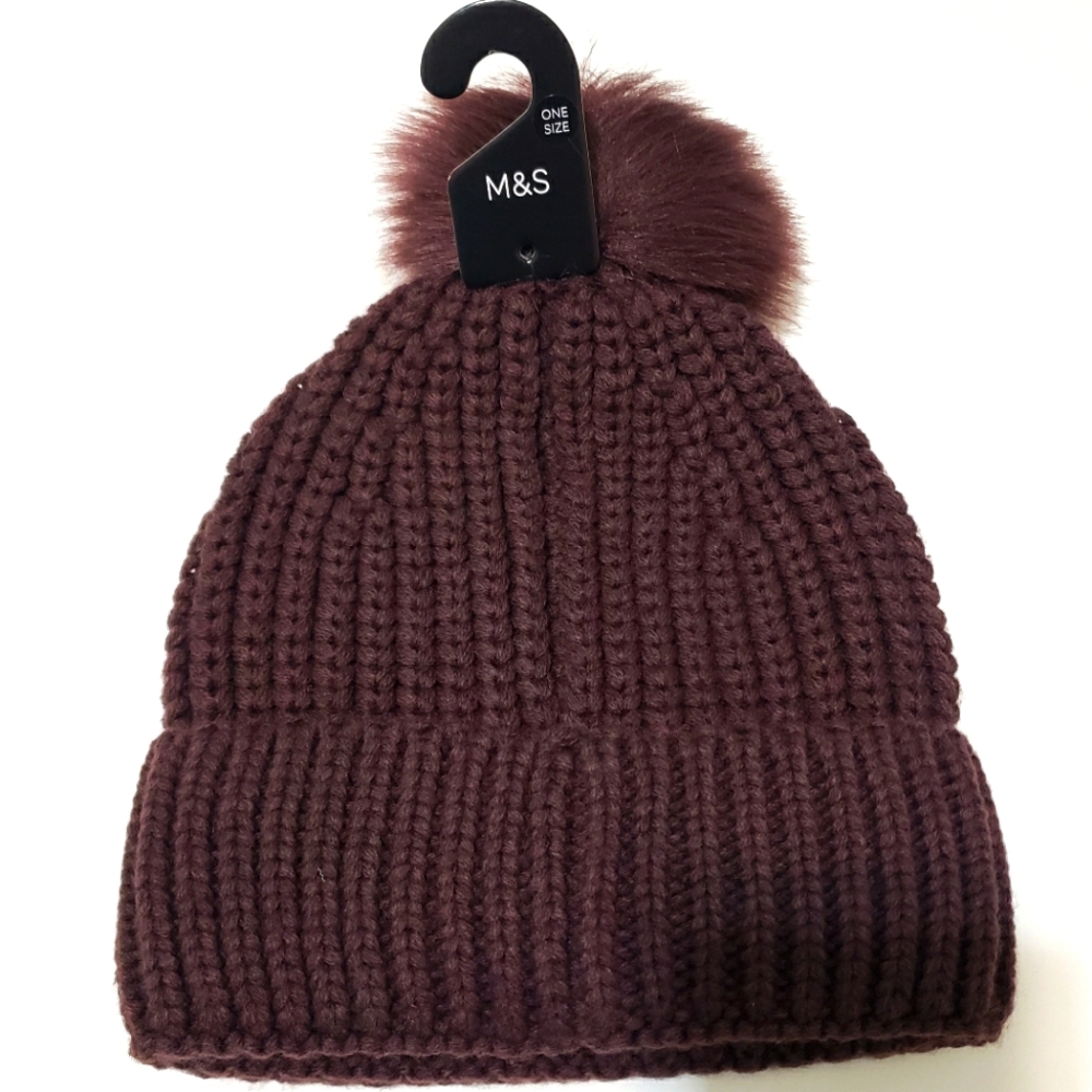 NWT Marks And Spencers Knitted Brown Hat
